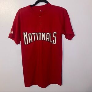 Washington Nationals Shirt Mens Small Red Majestic MLB Baseball Adult